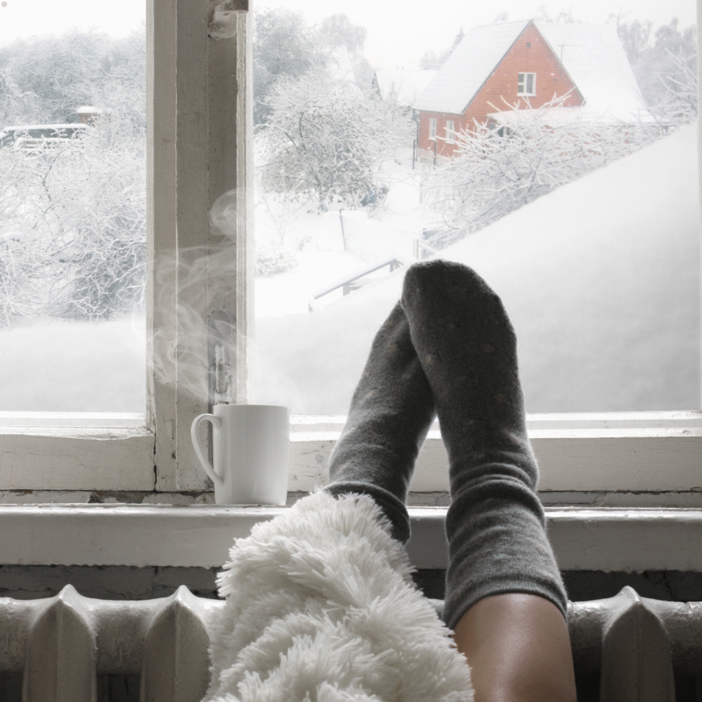 Travel nurse relaxing in the winter.