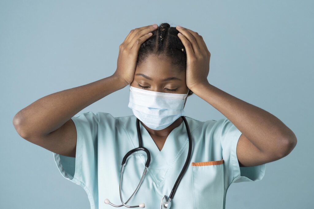 nurse having a work challenge