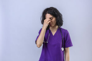 nurse having a work challenge