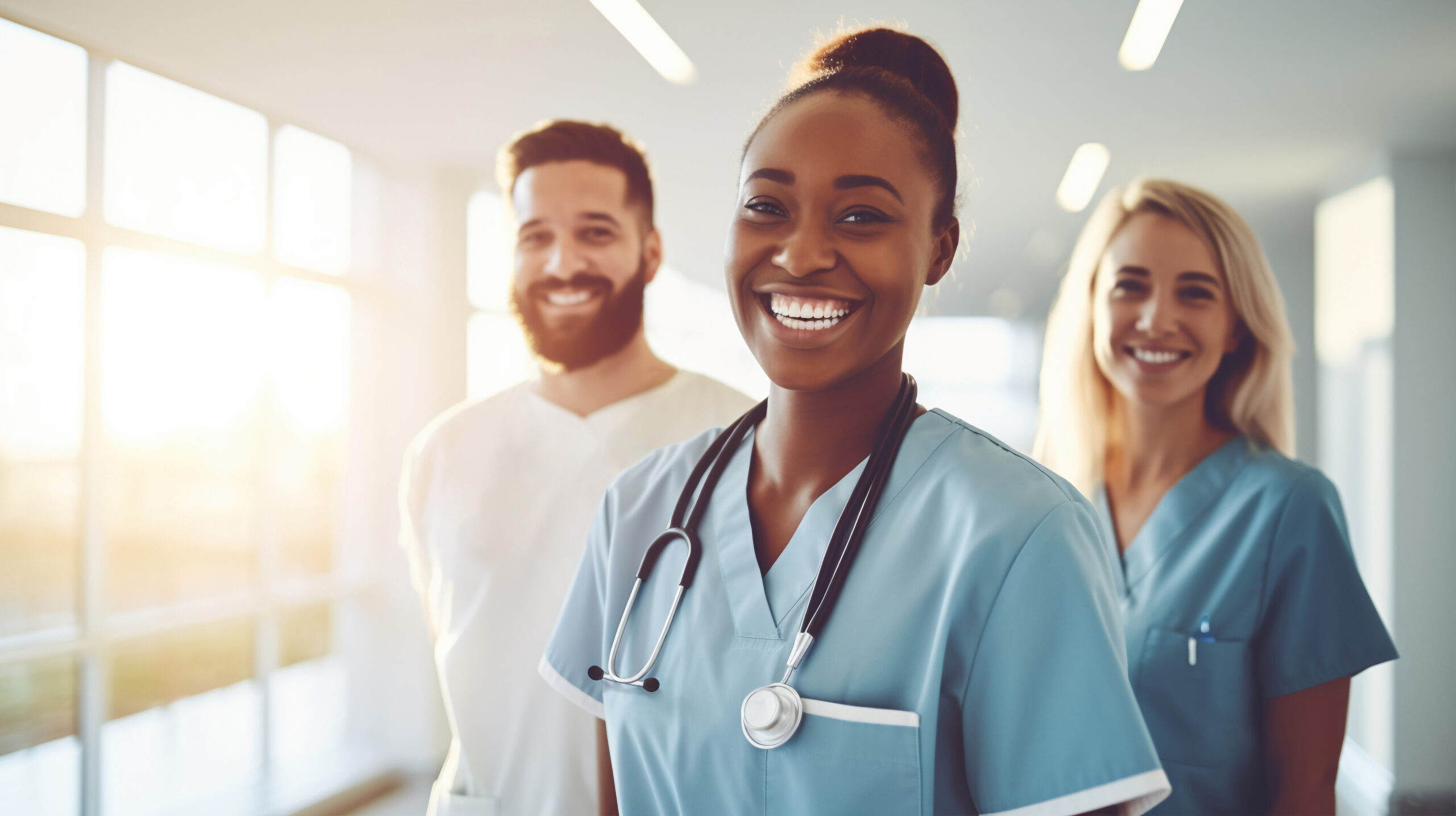 Goodwill Staffing referral program banner with smiling nurses