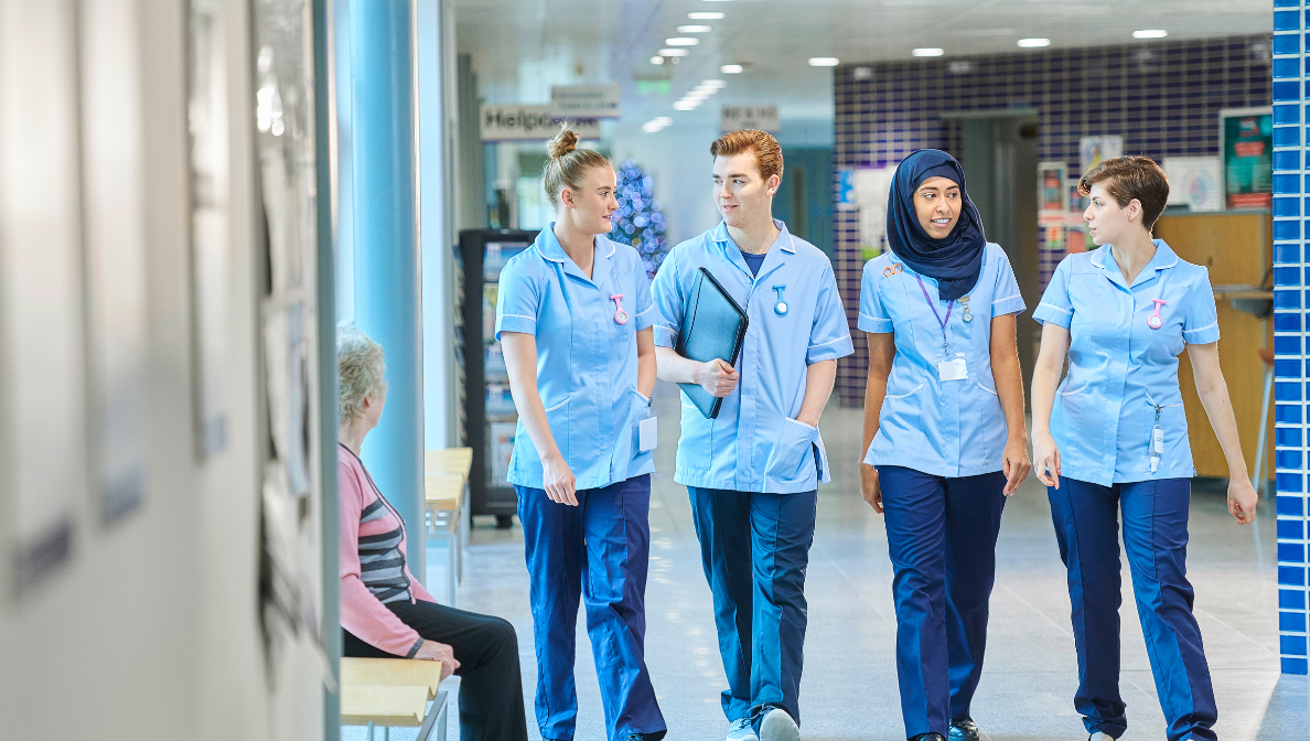 4 white nurses on a travel nursing jobs assignment 