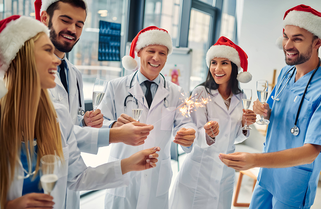 Healthcare Team having fun with fireworks